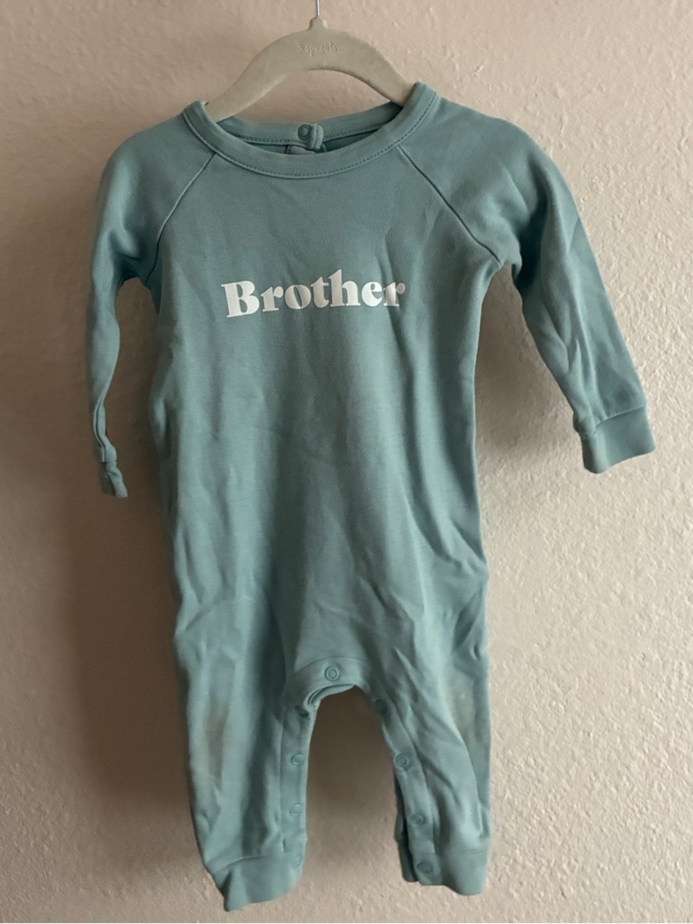 'Brother' Bob & Blossom Long Sleeve snap onsie 6-12 mo
